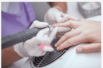mobile beauty therapist doing nails