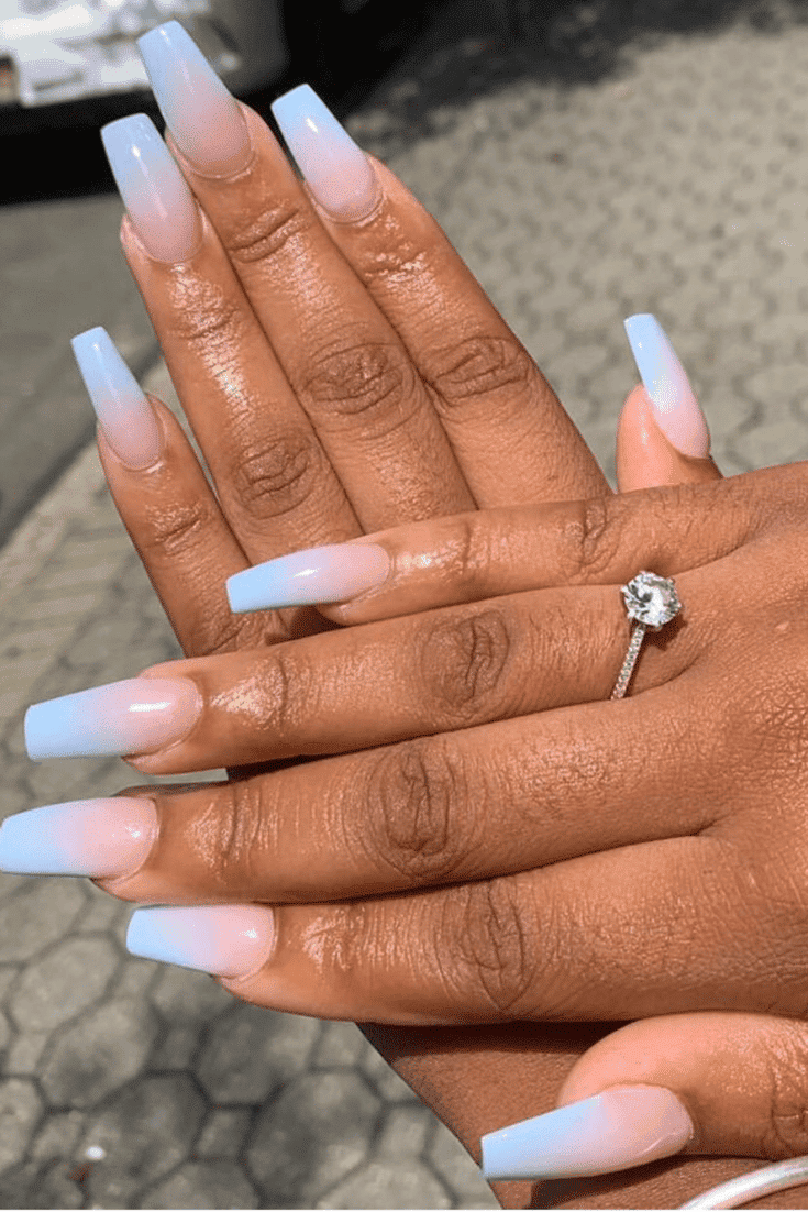 blue ombre nails